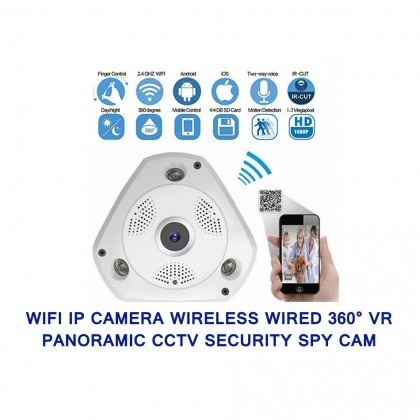 Wifi IP Camera V380 Wireless Wired 360° VR Panoramic